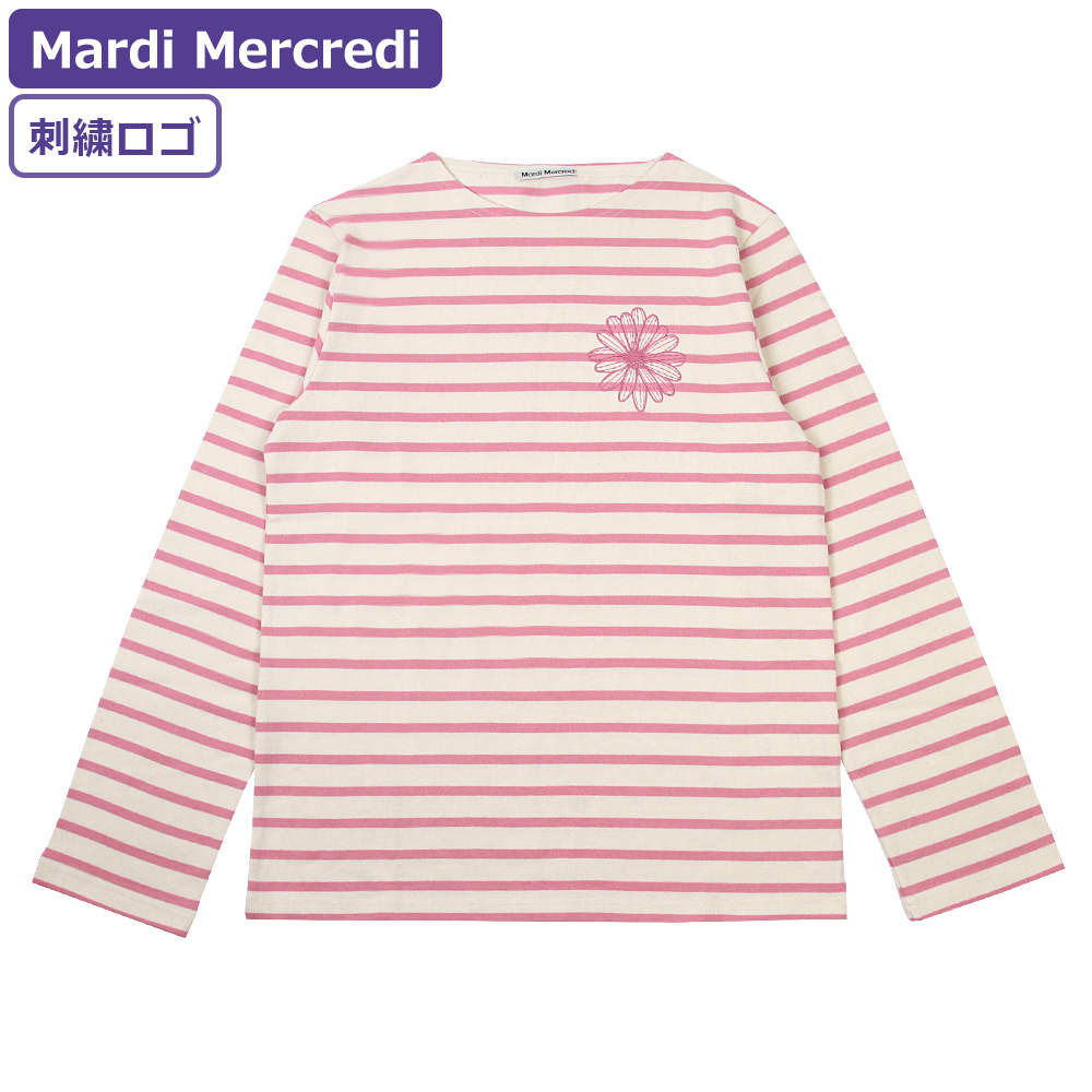 【正規品】Mardi Mercrediマルディ刺繍ロゴ ホワイト長袖シャツ Mardi Mercredi（マルディメクルディ） Mardi Mercredi Tシャツ TSHIRT