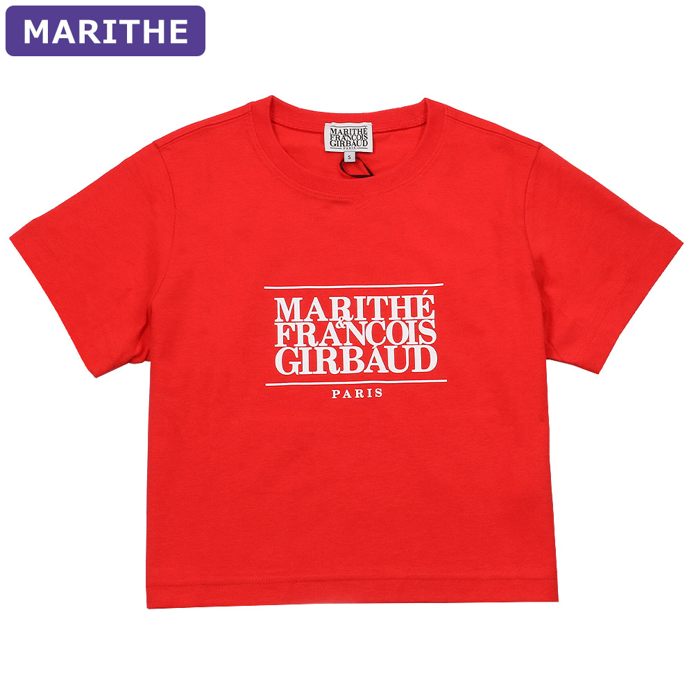 マリテフランソワジルボー MARITHE + FRANCOIS GIRBAUD Tシャツ W CLASSIC LOGO CROP TEE RED 半袖 レディース 韓国 ファッション アパレル クロップド丈｜hommage｜02