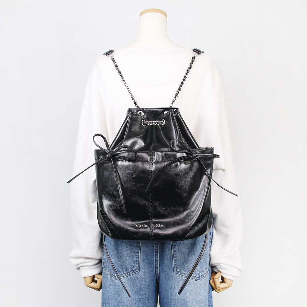 Matin kim ホワイト巾着型バックパック マーティンキム Matin Kim バッグ リュックサック MK2500BG068V