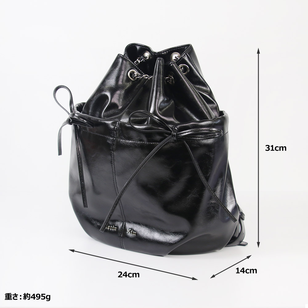 MATIN KIM ラウンドバッグ BLACK MATIN KIM ラウンドバッグ MADELEINE ROUND BAG IN BLACK