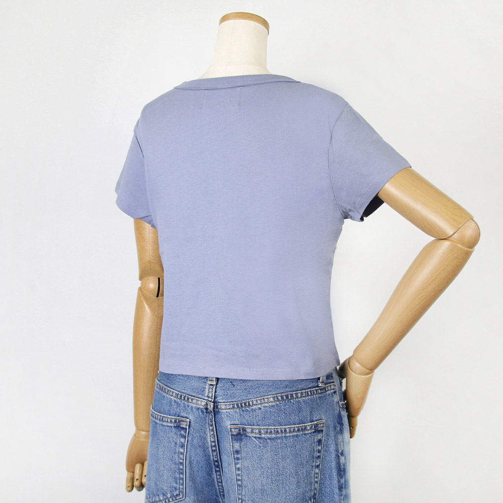 つばさんMatin Kim クロップド丈 ブルゾン ライトブルー M マーティンキム Matin Kim Tシャツ LOGO CROP TOP SMOKE BLUE 半袖