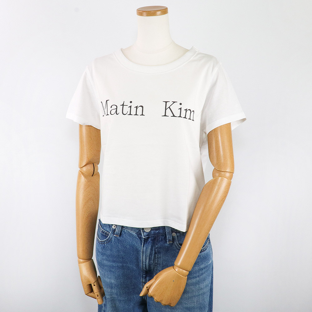 マーティンキム Matin Kim Tシャツ LOGO CROP TOP WHITE 半袖
