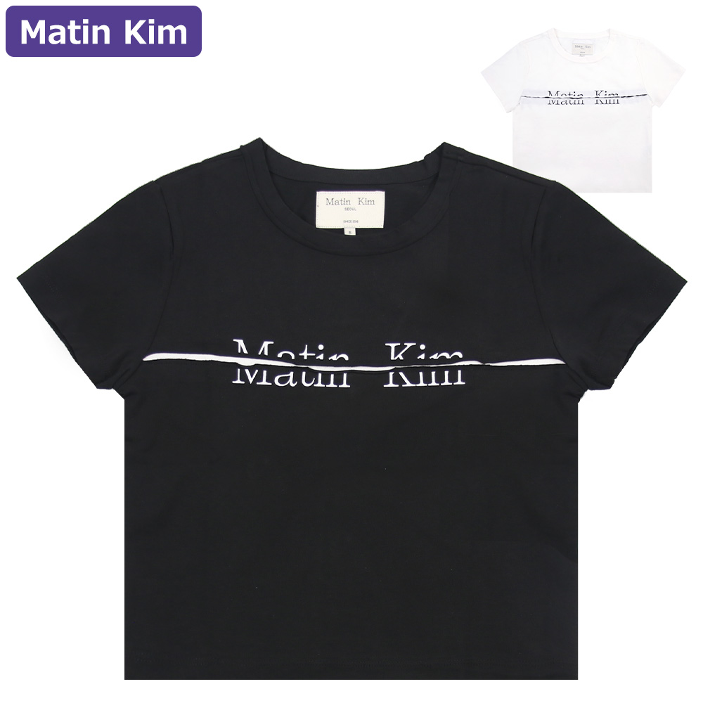 マーティンキム Matin Kim Tシャツ MATIN SHADE LOGO CROP TOP WHITE 半袖 レディース 韓国 ファッション アパレル クロップド丈 スリムサイズ マーティンキム Matin Kim Tシャツ MATIN SHADE LOGO CROP TOP
