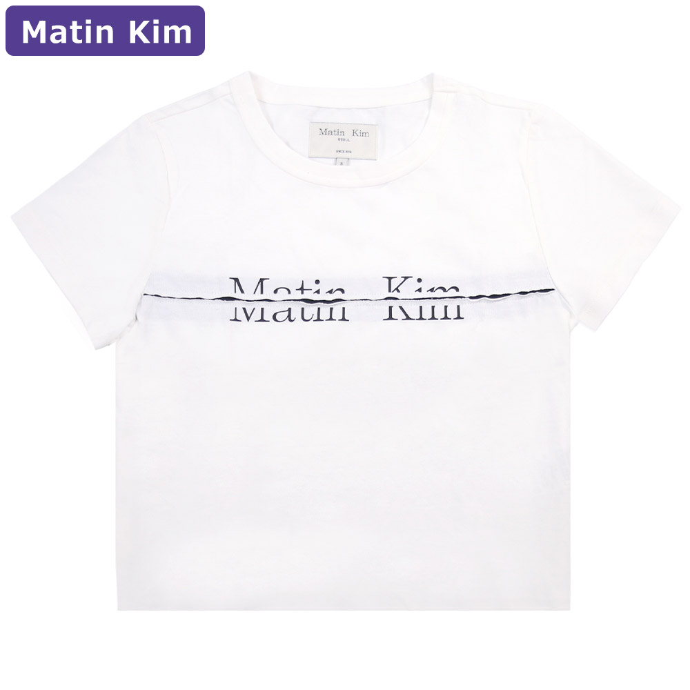 [Matin Kim] Tシャツ LOGO CUTTED CROP TOP クロップド丈 韓国 マーティンキム Matin Kim Tシャツ LOGO CUTTED CROP TOP WHITE