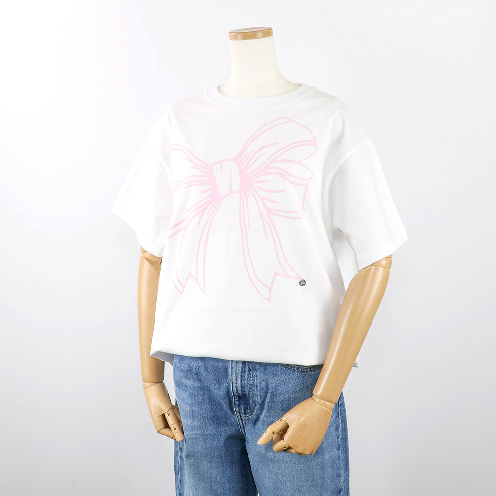 ロンロン RONRON Tシャツ BIG RIBBON LINE T SHIRT RR3237WP WHITE