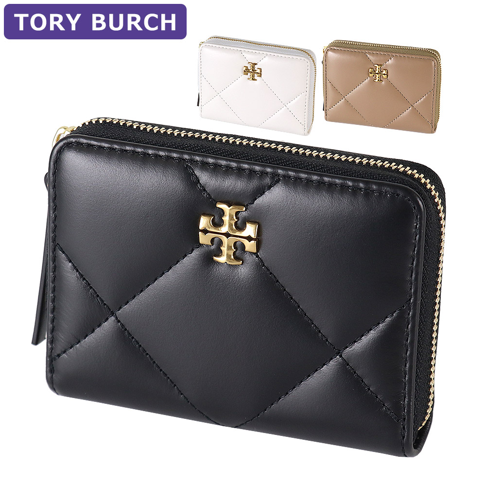 Tory Burch トリーバーチ KIRA DIAMOND QUILT 159791 ラウンドファスナー折財布 レザー BLACK レディース TORY BURCH（トリーバーチ） ラウンドファスナー折財布 レディース