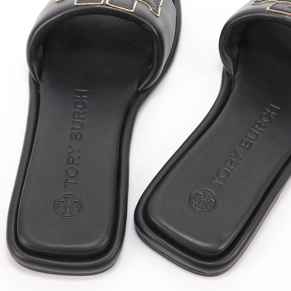 【未使用級】トリーバーチ エブリースライド レザー サンダル 大きいサイズ 黒 TORY BURCH（トリーバーチ） シューズ サンダル 79985 013 スライド