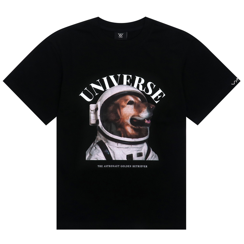 プレミアム会員990円 ヴィム VYM Tシャツ THE ASTRONAUT GOLDEN RETRIEVER BLACK 半袖 レディース メンズ 男女兼用 韓国 ファッション レトリバー |  | 01