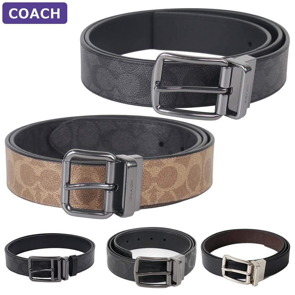 COACH コーチ　ベルト　リバーシブル　美品　革　皮　メンズ　ファッション COACH（コーチ） ベルト メンズ アウトレット レザー ブラック
