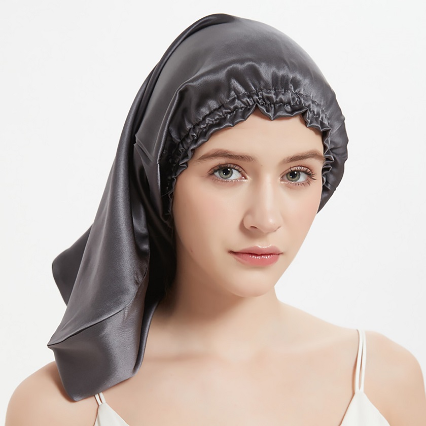 ナイトキャップ シルク100% ロング 筒 ロングヘア ロングタイプ レディース シルク 縦長 袋型 筒状 おやすみキャップ 帽子 キャップ 乾燥 美髪「meru」 | SILKMONDO | 04