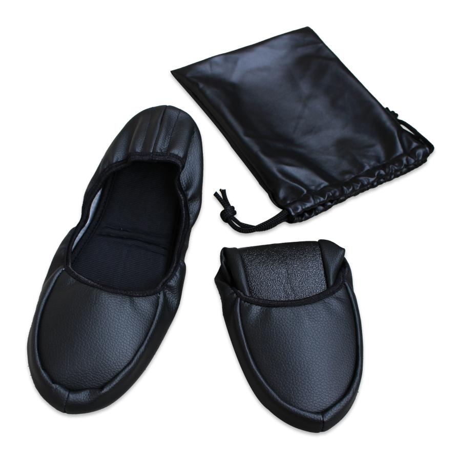 携帯スリッパ レディース フェイクレザー 巾着 ポーチ付き フォーマル 黒 ブラック 折りたたみ スリッパ メンズ 洗える お受験スリッパ「meru3」  :slipper2t:HOMMALab 通販 