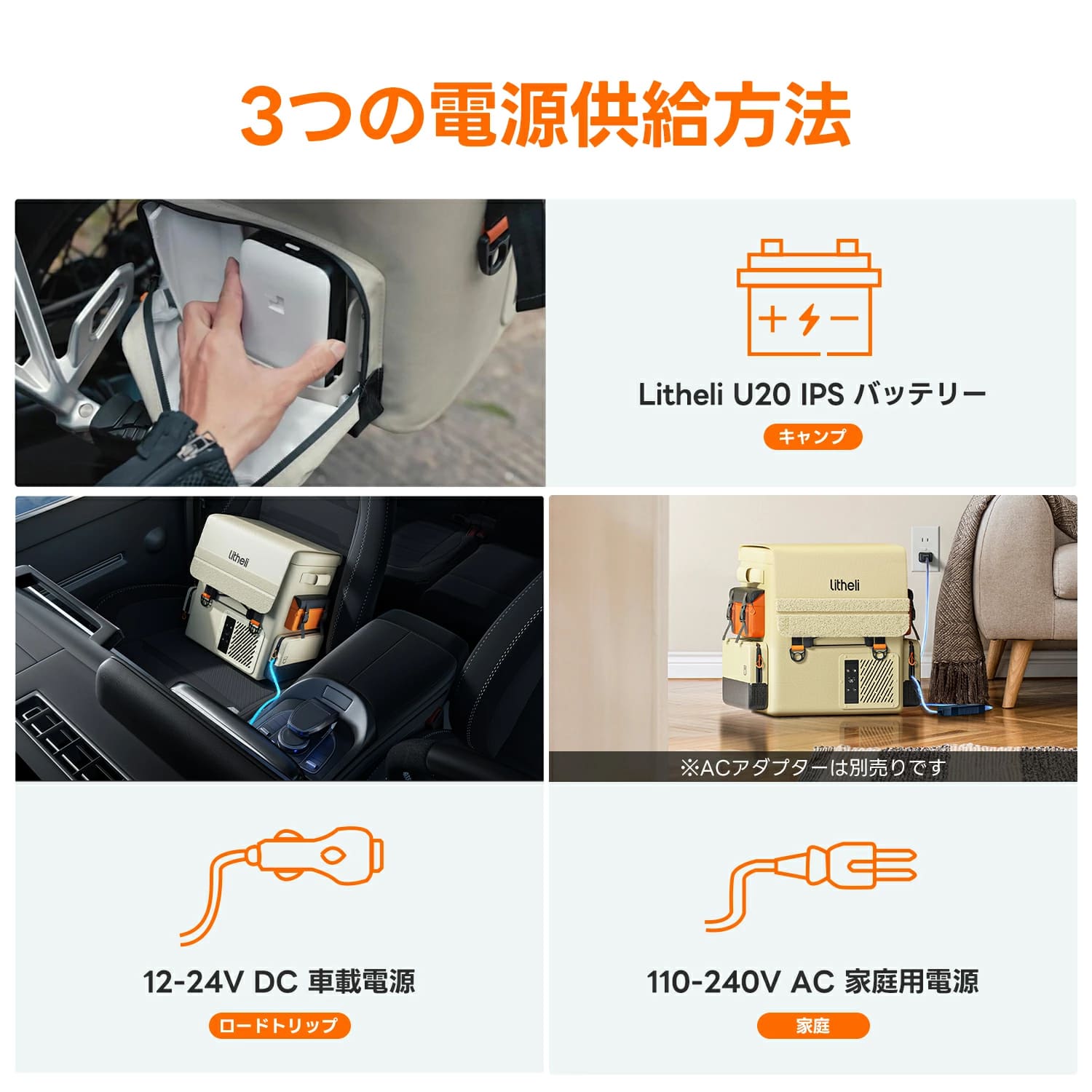 Litheli ポータブル冷蔵庫 16L バッテリー別売 車載冷蔵庫 小型冷凍庫