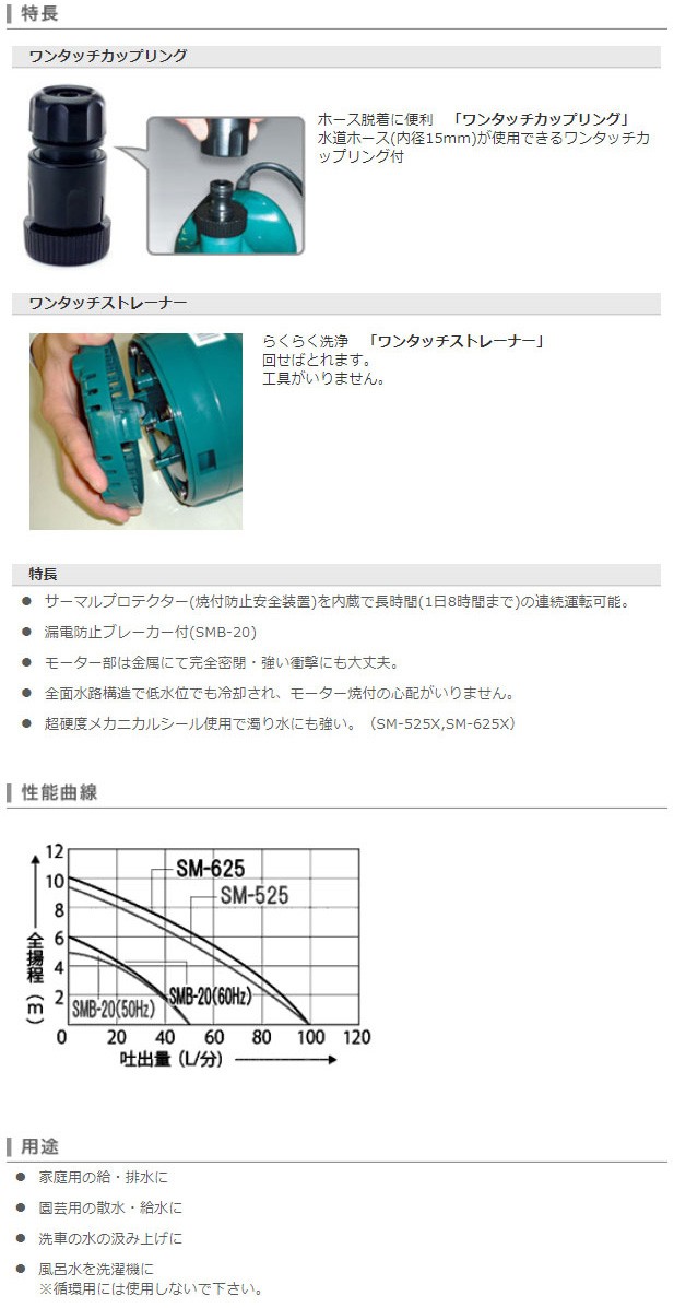 工進（KOSHIN） 清水用水中ポンプ ポンディ SM-525 : プラウ Yahoo!店