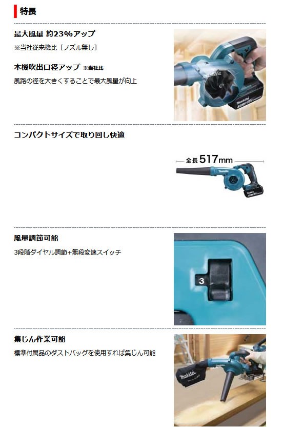 マキタ（makita） 充電式ブロワ 「UB185DRF」バッテリBL1830B・充電器
