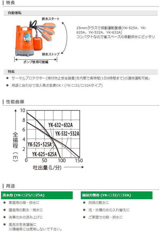 市場 工進 清水用水中ポンプ ポンディ 自動運転 KOSHIN