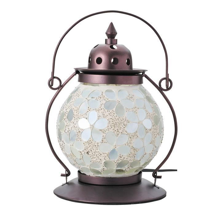 テーブルランプ テーブルライト 照明 ガラス 白熱電球 『モザイクランプ ランタン型 バハール』 花柄 花型 アンティーク レトロ 和風 ステンドグラス風 おしゃれ｜hondaliving｜02