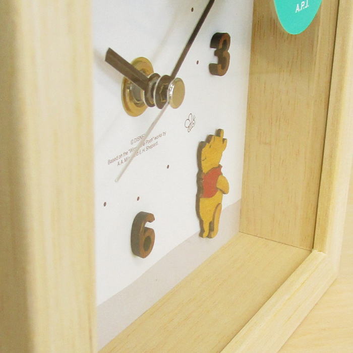 ディズニー 置き時計 掛け時計 兼用『ウッドパーツクロック』卓上 木製 静音 連続秒針 スイープムーブメント ミッキー ミニー くまのプーさん かわいい