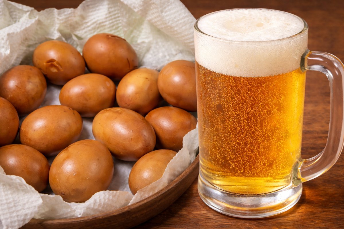ビールと燻製たまご