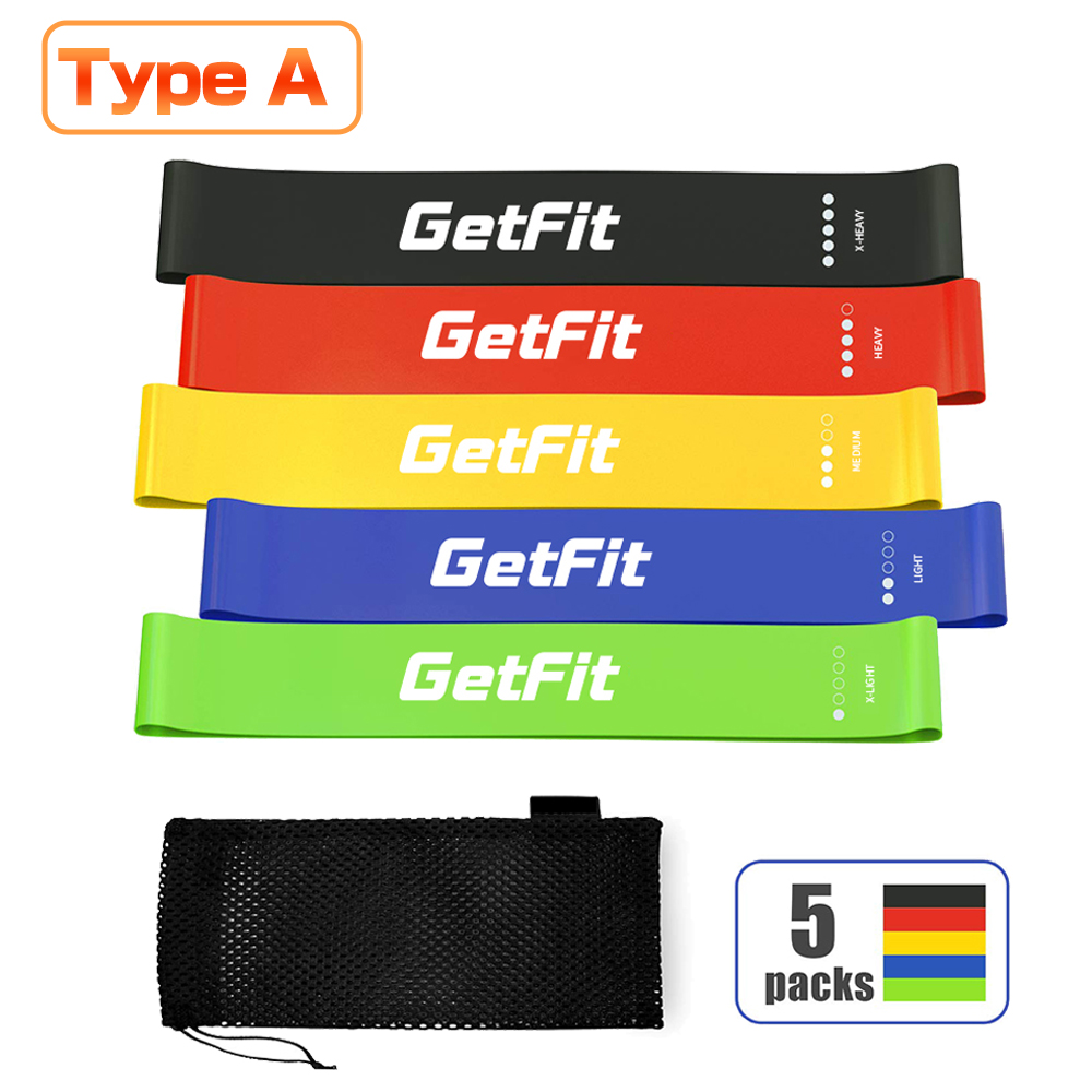 エクササイズバンド 5本 GETFIT トレーニングチューブ ゴムバンド パワーベルト ストレッチ ループバンド 筋トレ 足首 ストレッチバンド ループバンド｜honest-online｜02