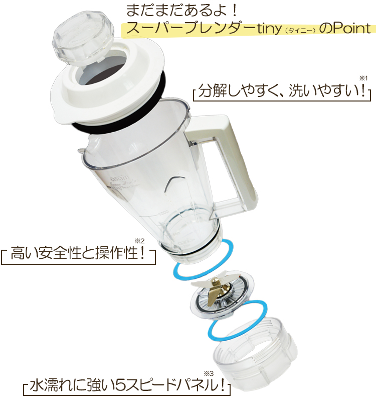 ブレンダー スーパーブレンダー タイニー ペースト刃 大容器 旭 ブレンダー 介護食 時短調理 なめらかお粥 ASH-6L アサヒ ブレンダー  tiny : ash-6l : 生活便利雑貨店 - 通販 - Yahoo!ショッピング