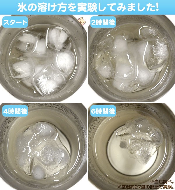 氷を入れたドリンクは、1時間以上その氷がまるっと残っているほど冷たいまま