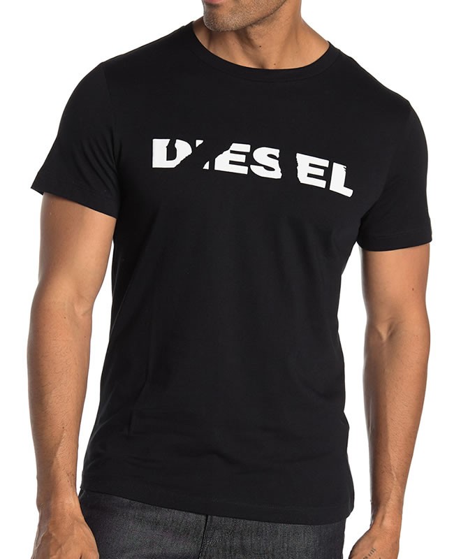 ディーゼル DIESEL Tシャツ メンズ 半袖 Tee 00STXQ R091B T-DIEGO-BROKT ラバープリント ロゴ  DS41296SL メール便送料無料