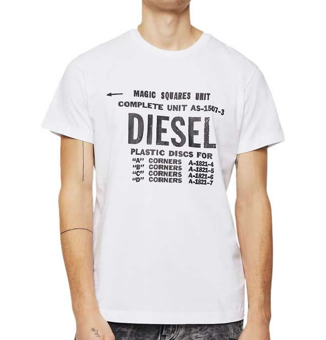 ディーゼル Tシャツ クルーネック 半袖 メンズ 00SXE6 0091A T-DIEGO-B6 クルーネック プリント DS41322SL  メール便送料無料