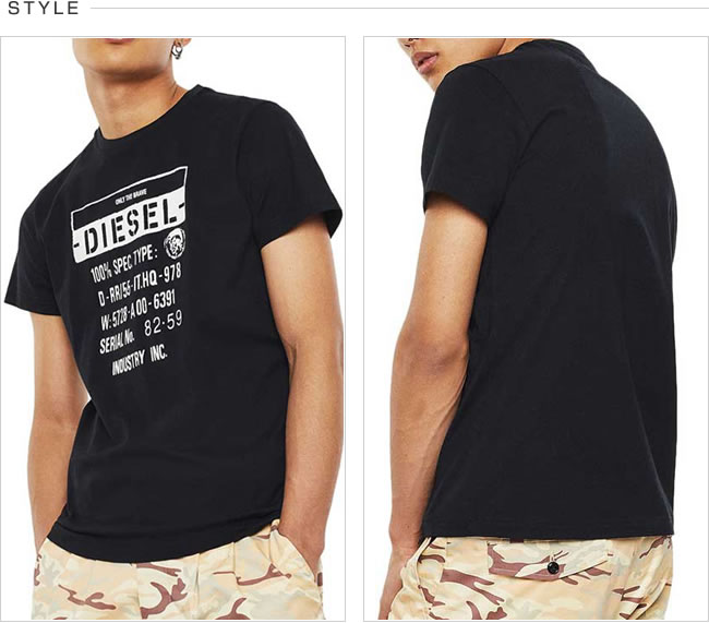 DIESEL ディーゼル Tシャツ クルーネック 半袖 メンズ 00SEFZ 0091A T-DIEGO-S1 ブリント ロゴ DS41328SL  メール便送料無料