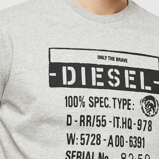 DIESEL ディーゼル Tシャツ クルーネック 半袖 メンズ 00SEFZ 0091A T-DIEGO-S1 ブリント ロゴ DS41328SL  メール便送料無料