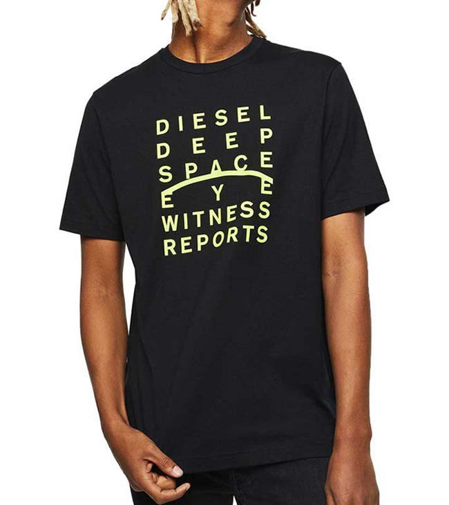 DIESEL ディーゼル Tシャツ クルーネック 半袖 00S4EL 0091A T-JUST-J5 ロゴ ジャストフィット DS41361SL  メール便送料無料