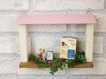 ハウス型シェルフ(ピンク)(ミントグリーン)*ハンドメイド 小さなおうち