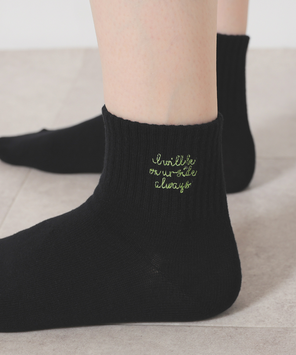 靴下 ソックス ショート丈 刺繍 ワンポイント 綿混 ベーシックカラー レディース Honeys ハニーズ ワンポイントショート丈ソックス | Honeys | 05