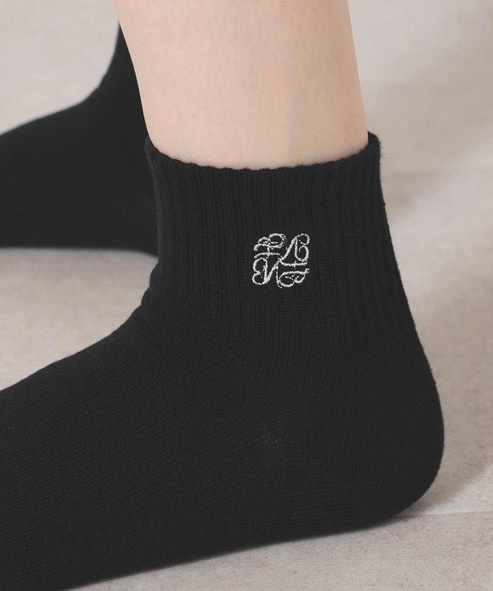 靴下 ソックス ショート丈 刺繍 ワンポイント 綿混 ベーシックカラー レディース Honeys ハニーズ ワンポイントショート丈ソックス | Honeys | 08