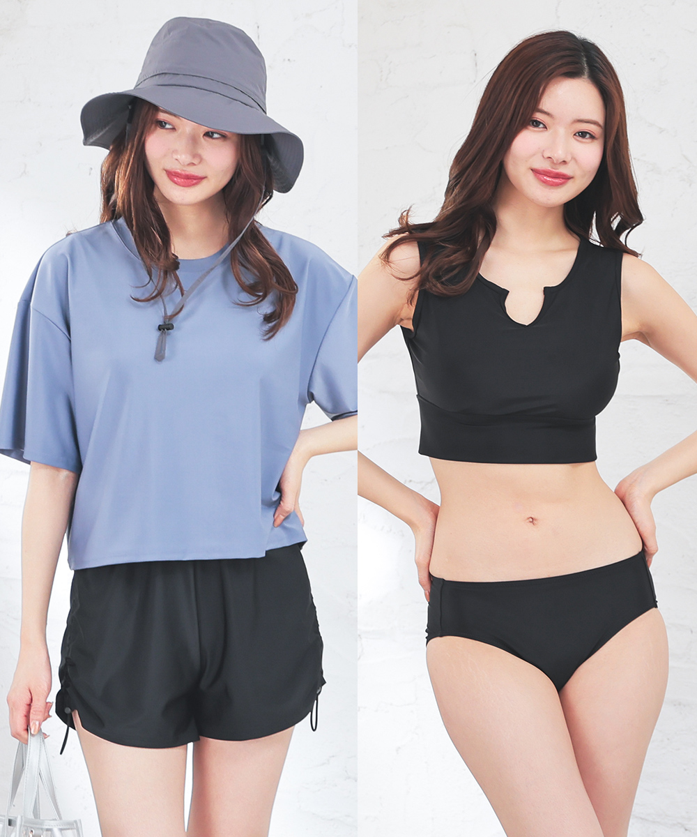 Honeys（ハニーズ） 水着 4点セット Tシャツ 半袖Tシャツ ショート