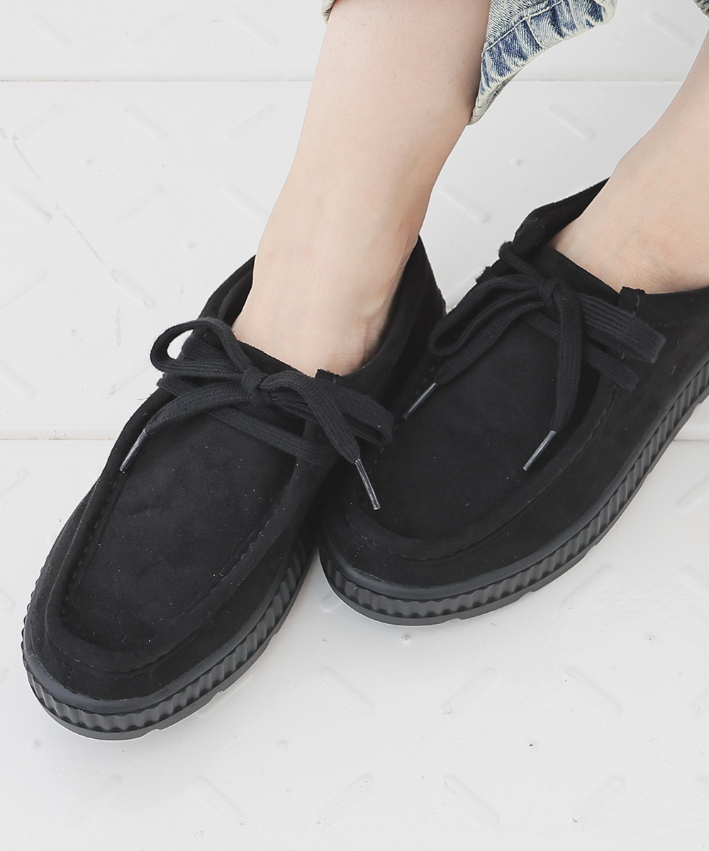 Honeys（ハニーズ） 靴 レースアップ 厚底ソール スエード調 無地