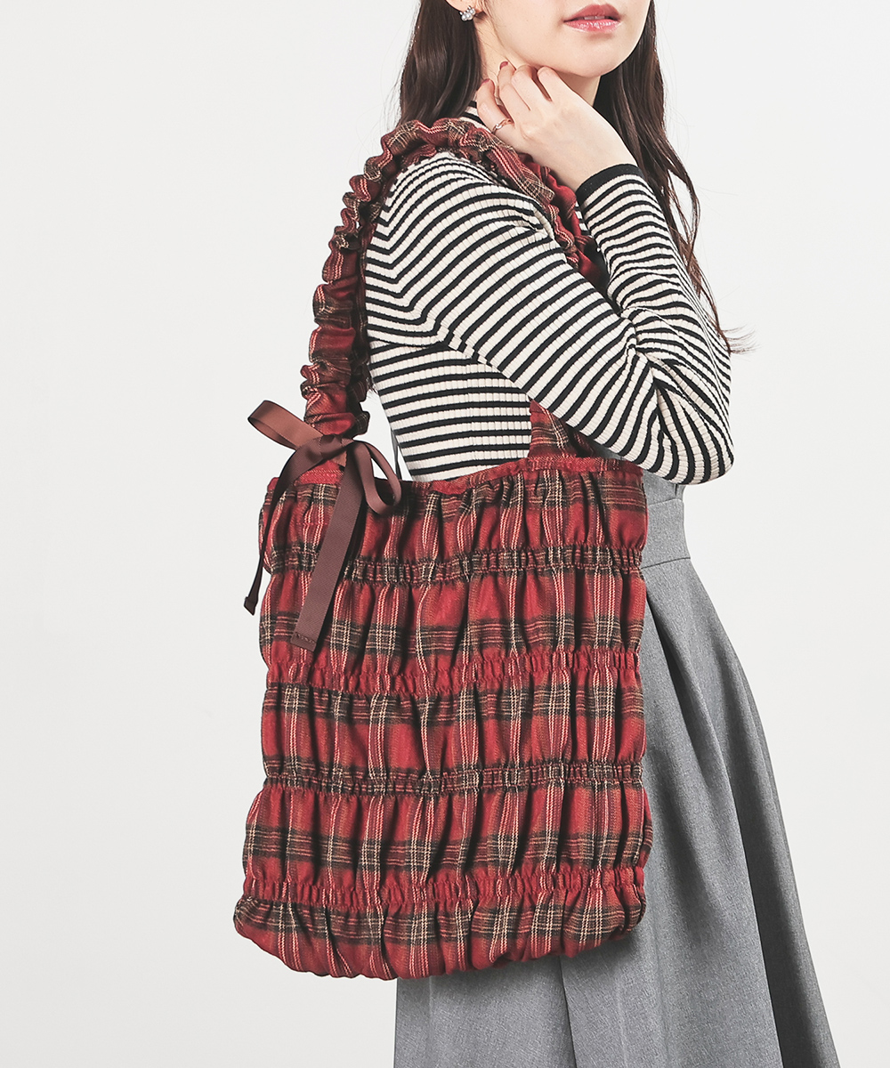 Honeys（ハニーズ） トートバッグ バッグ 鞄 ギャザートート チェック