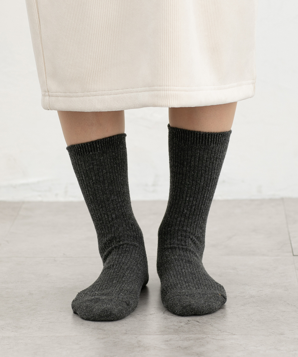 Honeys（ハニーズ） 靴下 ソックス ハニぽか クルー丈 リブ編み ウール