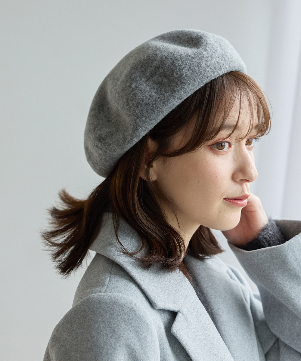 Honeys（ハニーズ） 帽子 ベレー帽 ウール混 ナイロン混 無地 ニット