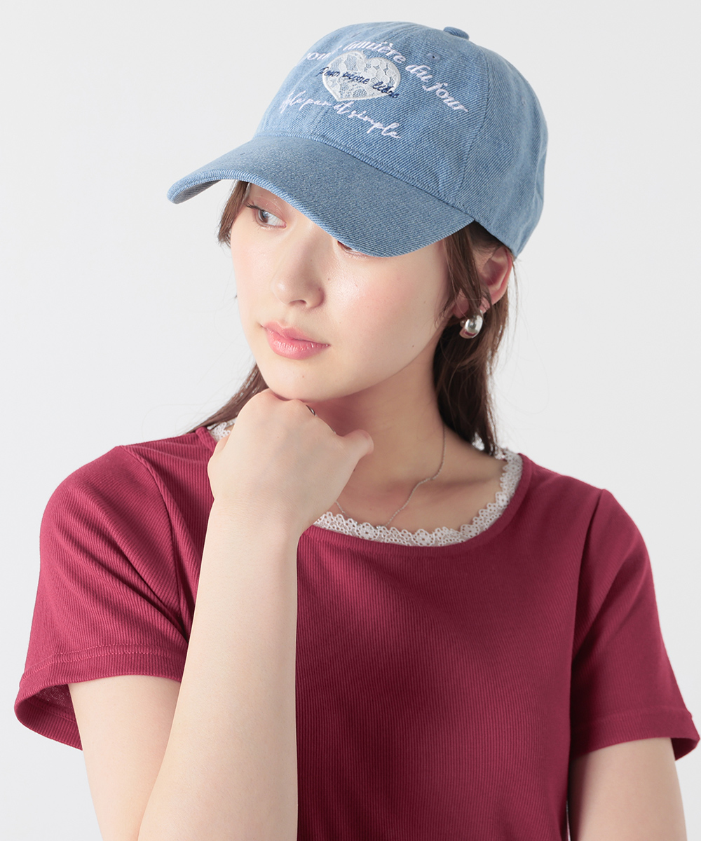 Honeys（ハニーズ） 帽子 キャップ ロゴ 刺繍 ハート レース 綿100