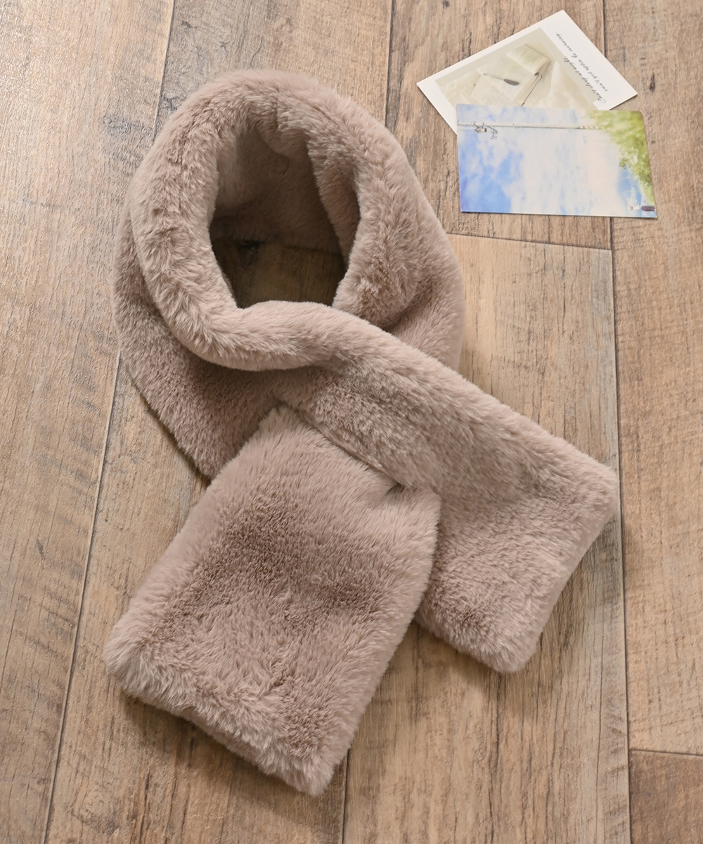 Honeys ティペット 吸湿発熱 発熱 フェイクファー 無地 ヒョウ柄