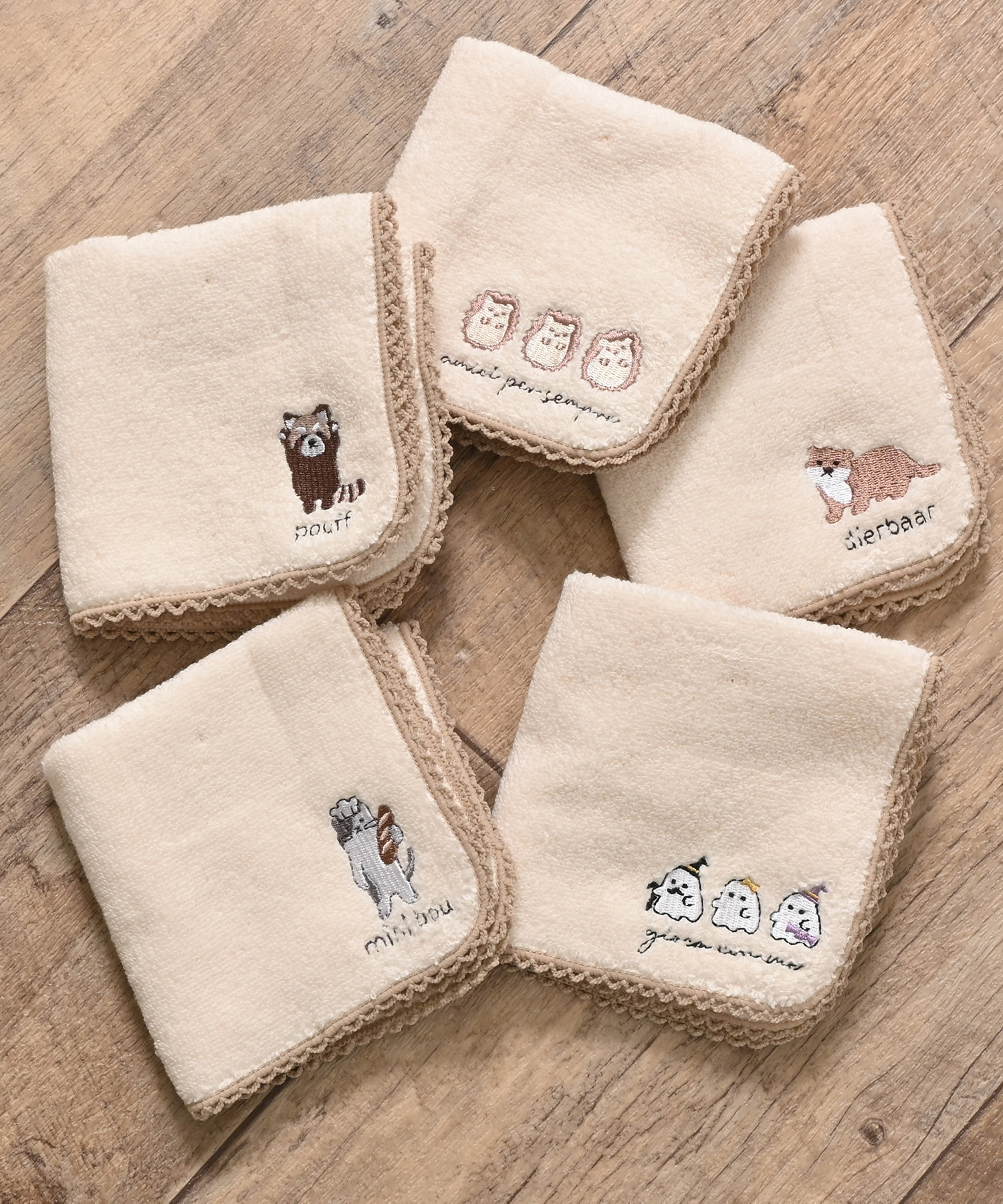 Honeys（ハニーズ） ハンカチ タオルハンカチ ミニタオル 刺繍 綿100