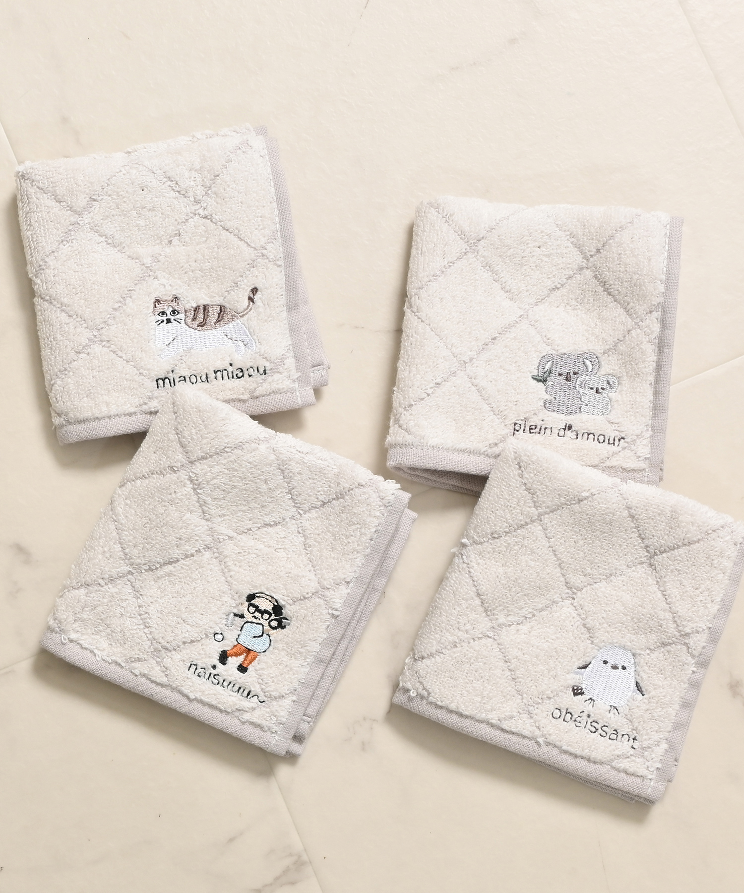 Honeys（ハニーズ） ハンカチ タオルハンカチ ミニタオル 刺繍 綿100