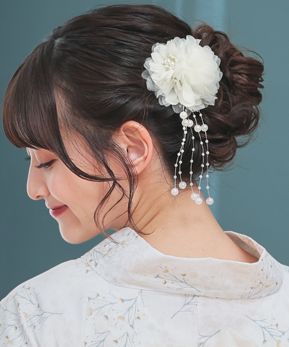 Honeys 和小物 髪飾り 浴衣用髪飾り パールビーズ 花 ヘア