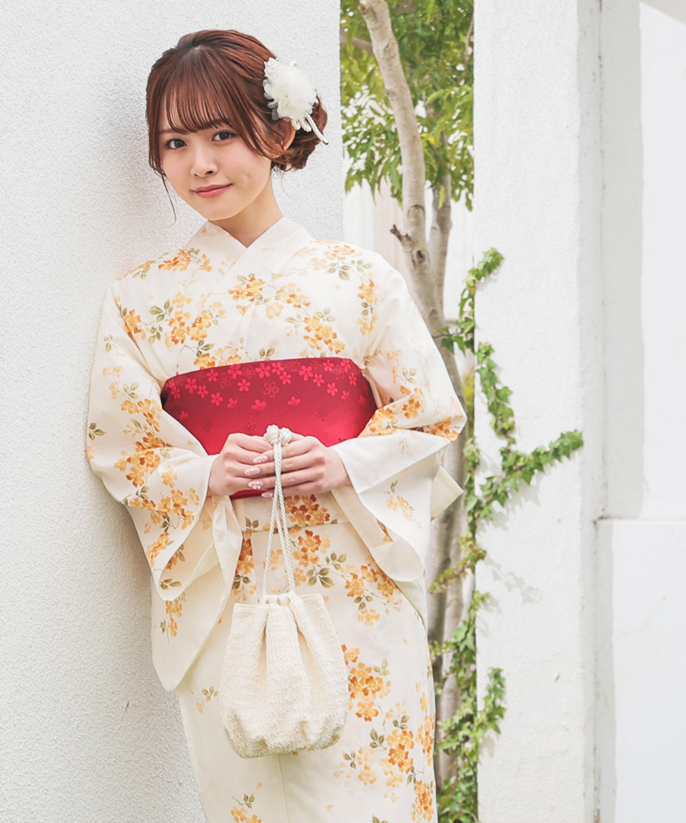 レトロで可愛い花柄 綿浴衣単品 Honeys 浴衣 ゆかた 2025浴衣 花柄 レトロ 古風 浴衣単品 単品