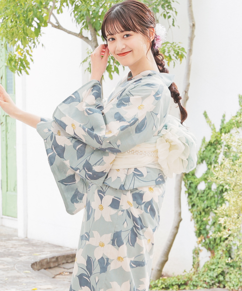 Honeys 浴衣 ゆかた 2025浴衣 花柄 レトロ 古風 浴衣単品 単品