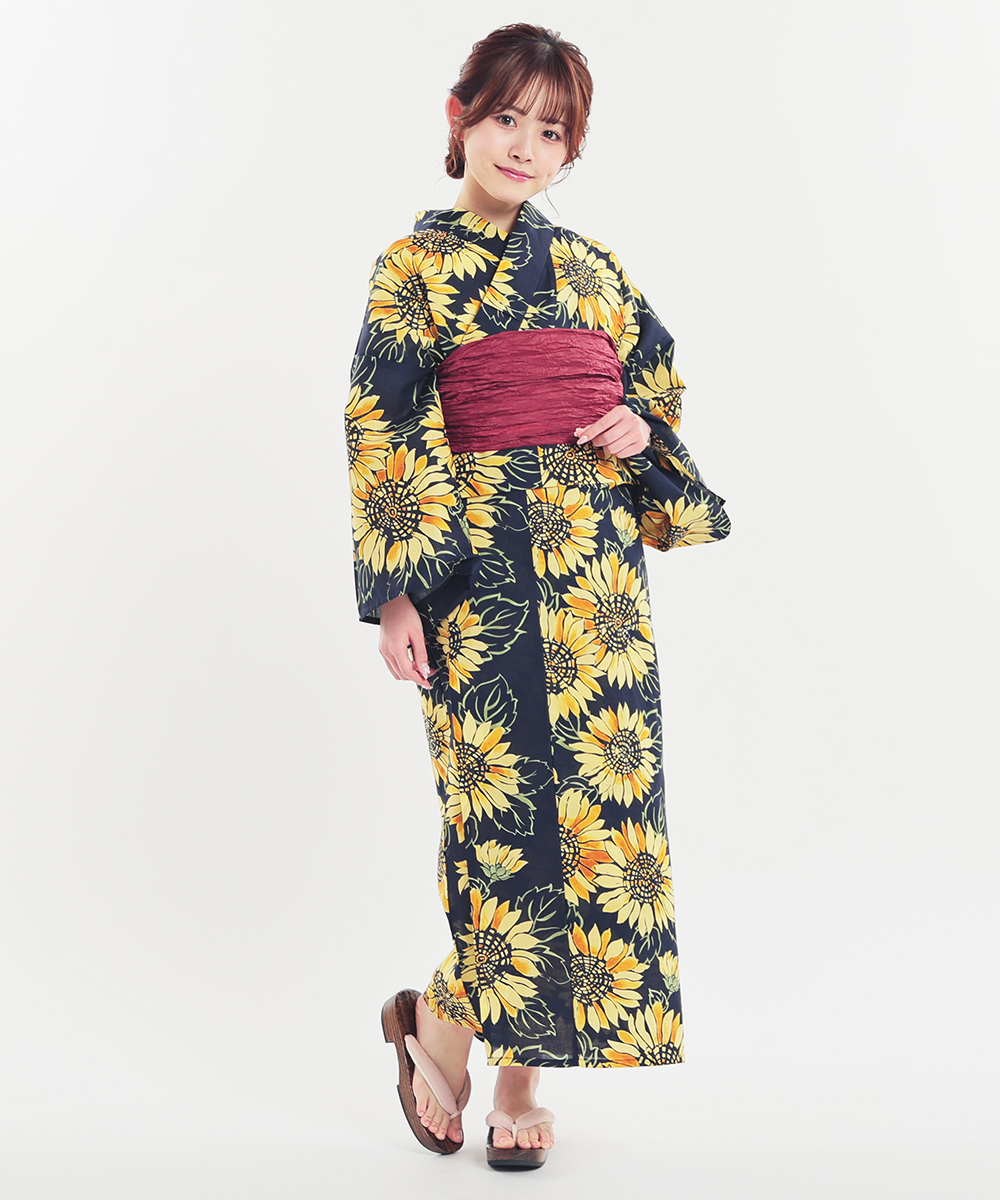 Honeys 浴衣 ゆかた 2025浴衣 花柄 レトロ セパレート 巻き