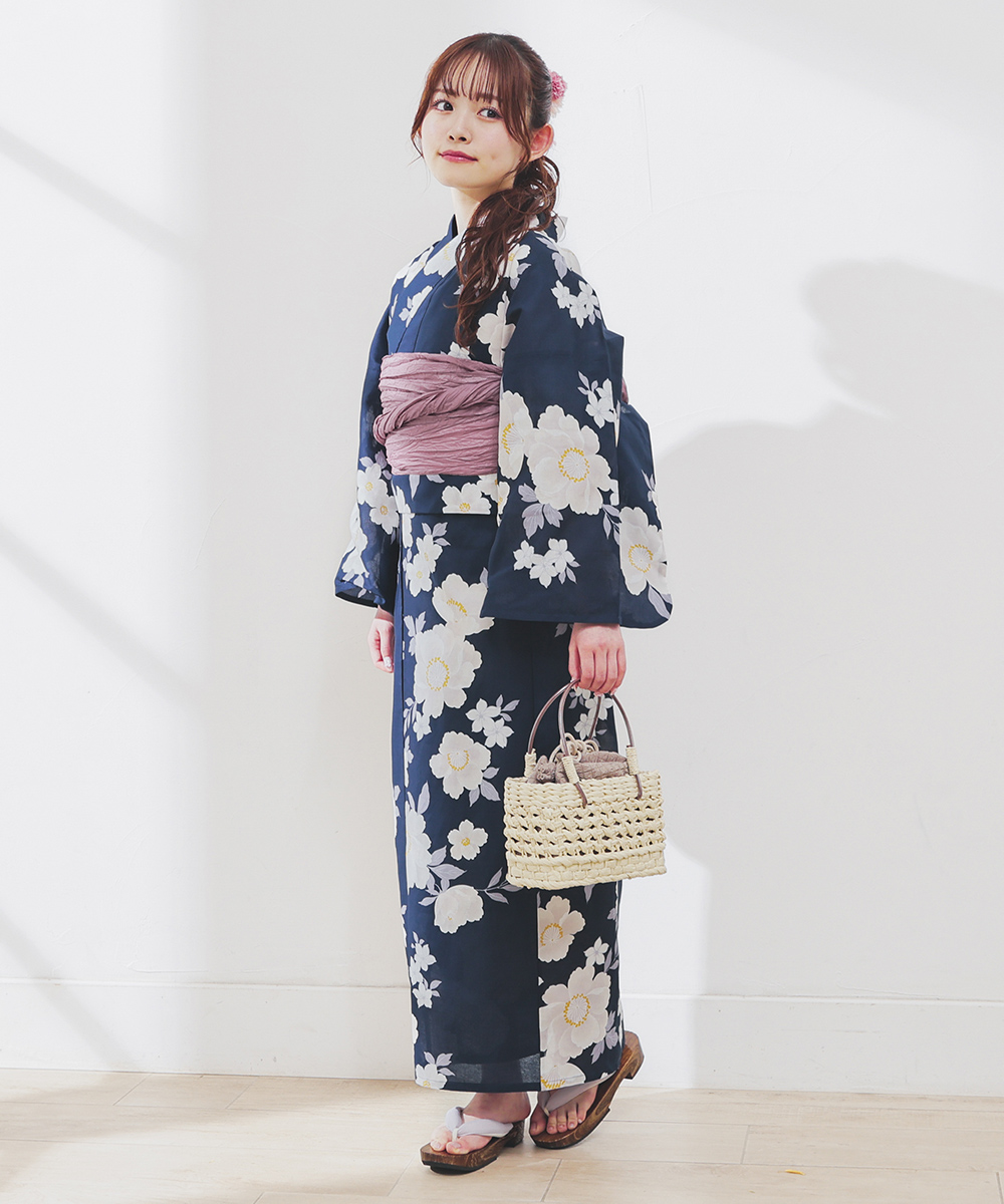 Honeys 浴衣 ゆかた 2025浴衣 花柄 レトロ セパレート 巻き