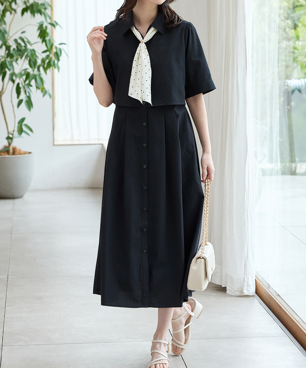 Honeys（ハニーズ） ワンピース ロング丈 スタッフコラボ スキッパー衿