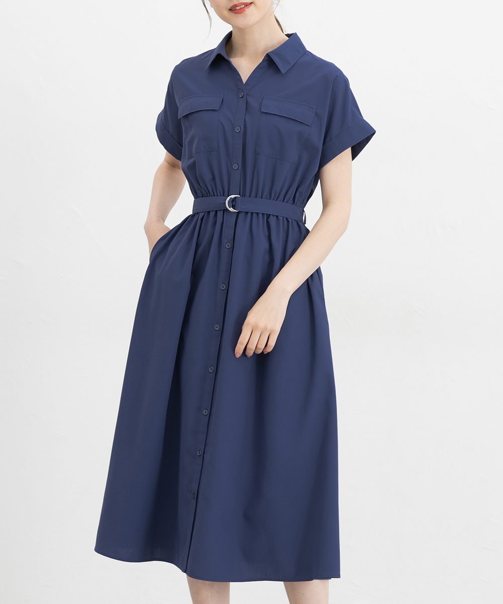 Honeys（ハニーズ） ワンピース 半袖 ロング丈 オフィス きれいめ