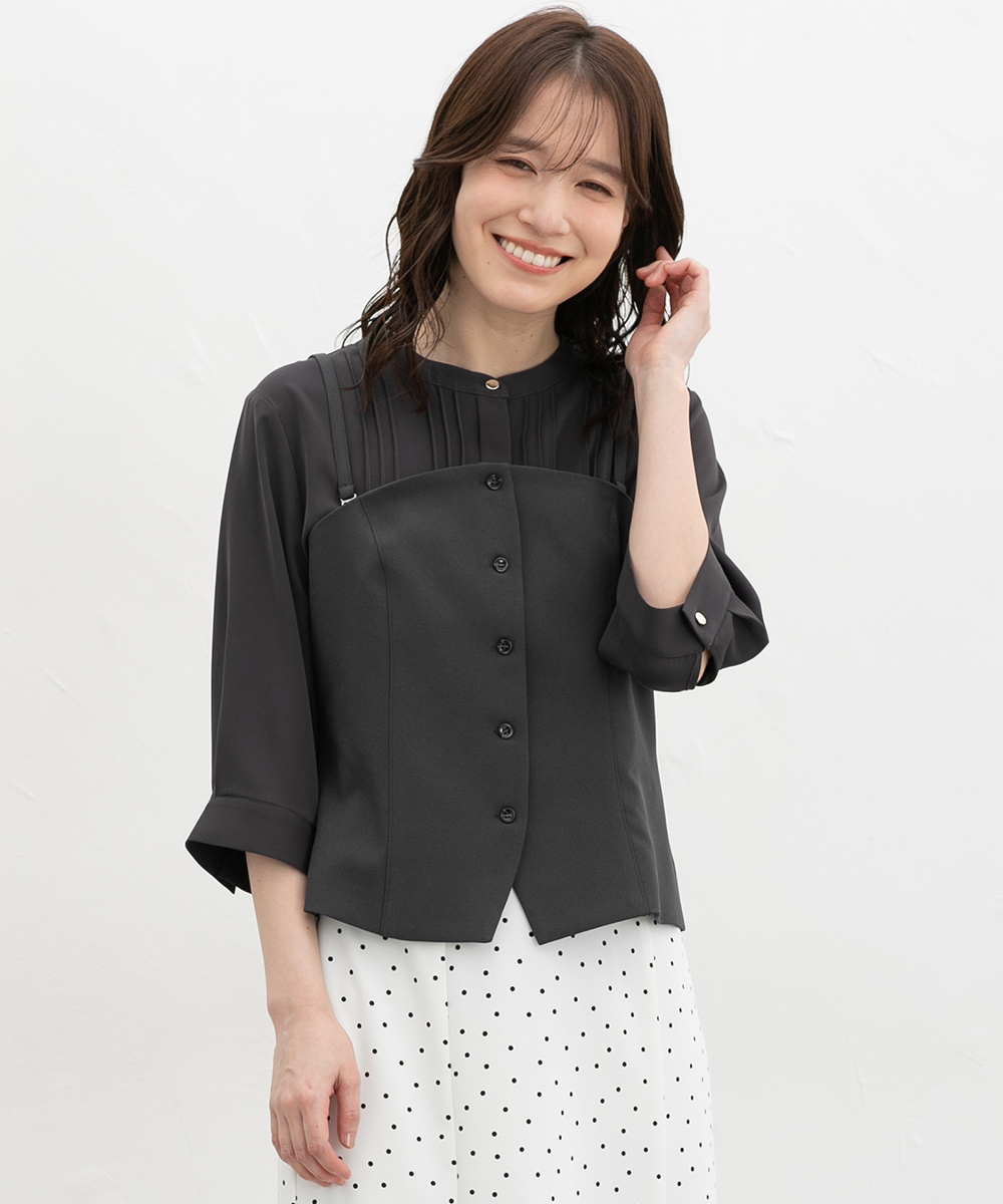 S'ugar Airy ビスチェブラウス　黒 Honeys（ハニーズ） トップス ビスチェ ブラウス ノースリーブ